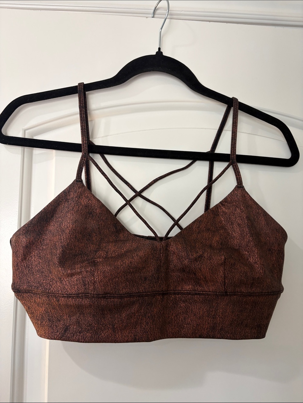 ALO Yoga Metallic Brown Strappy Sports Bra